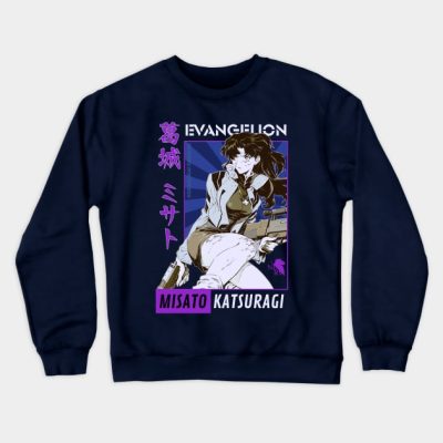 Misato Katsuragi Anime Fan Art Ikigaisekai Crewneck Sweatshirt Official Evangelion Merch