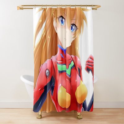Asuka Langley Soryu Neon Genesis Evangelion Fanart Anime Waifu Shower Curtain Official Evangelion Merch