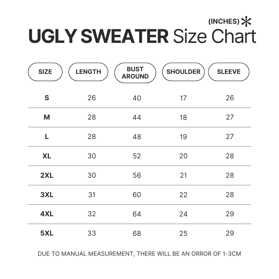 Ugly Sweater Size Chart - Evangelion Merch
