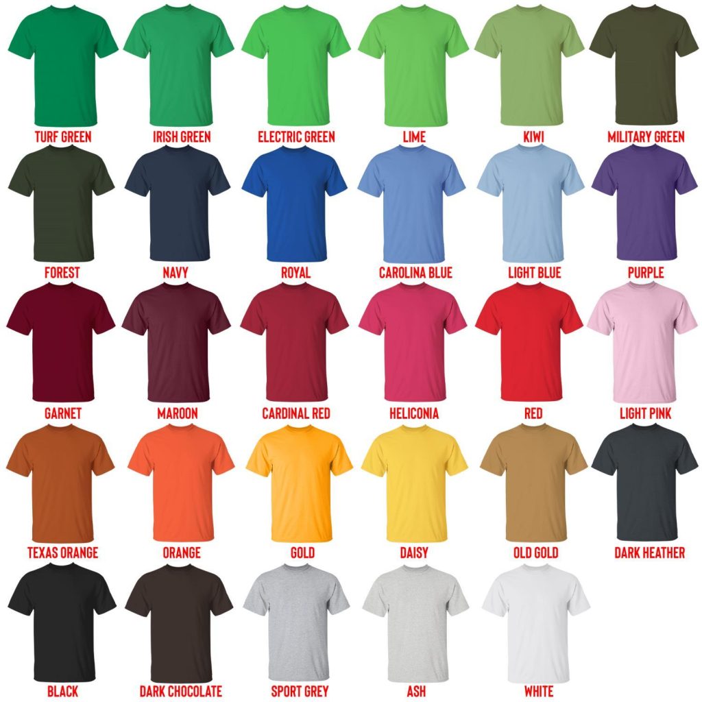 t shirt color chart - Evangelion Merch